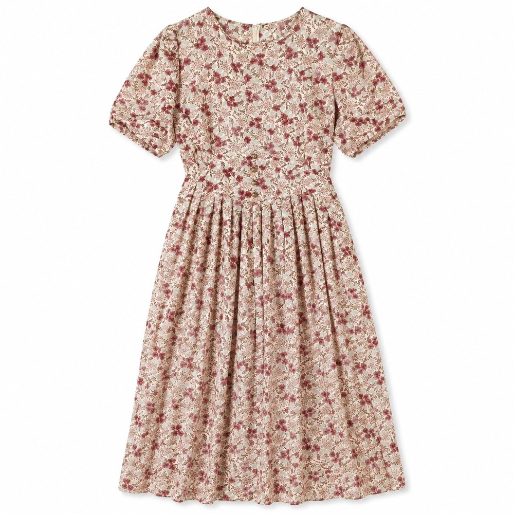 Vintage 70s Floral Garden Party Dress soft pink Cottagecore‎ Romantic Boho 2X